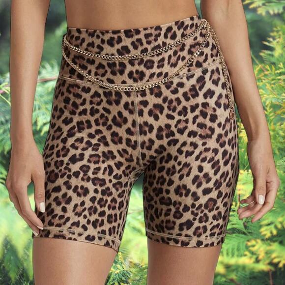NWT - WeWoreWhat Cheetah Print Chain Bike Shorts Size: L